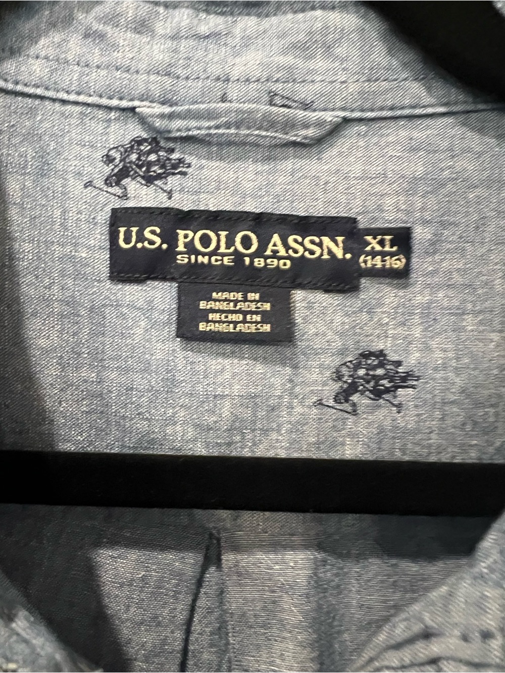 Boy’s U.S. Polo Assn. Blue Chambray Button-Down & Red Striped Polo Shirts - Picture 4 of 11